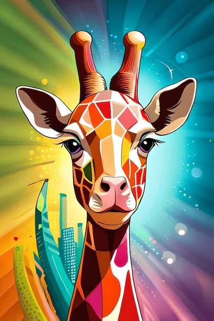 Premium AI Image | A giraffe with a colorful background and the word ...