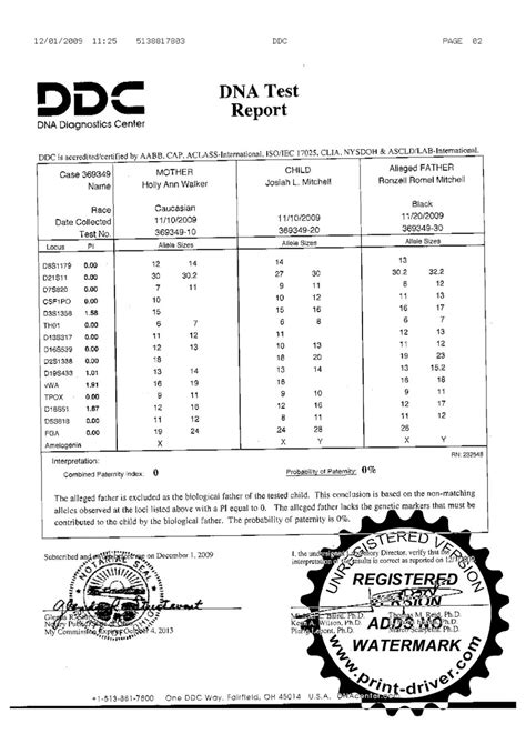 Editable Fake Dna Test Results Letter Free Word Pdf