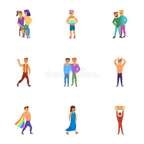 Gay Parade Icon Set Cartoon Style Stock Vector Illustration Of Lgbtq Parade