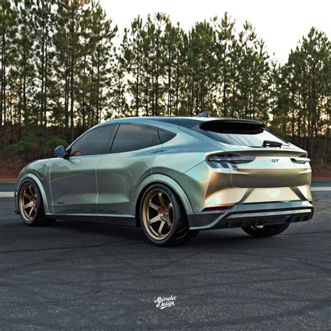 Slammed Ford Mustang Mach E Rendering Rocks Volk Racing Wheels