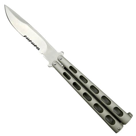 Thug Heavyweight Stainless Balisong Butterfly Knife, Satin Combo Blade