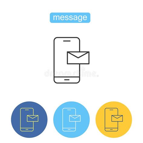 Mobile Message Outline Icons Set Stock Vector Illustration Of Device