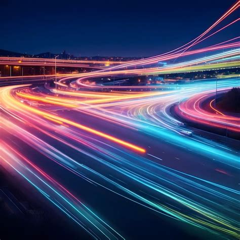 Premium Ai Image Light Streak City Longexposure Photograph Of A Busy Street Intersection At