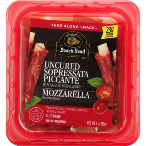 Boar S Head Take Along Snack Uncured Sopressata Piccante And Mozzarella Cheese Snacks 3 Oz Kroger