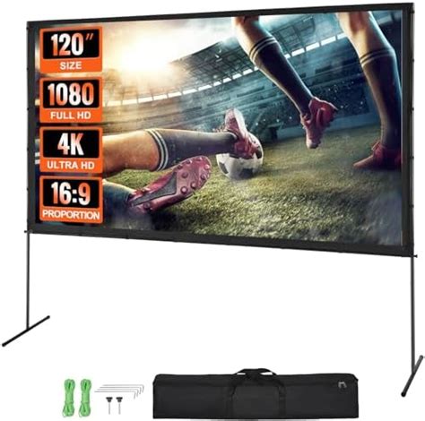 VEVOR Projector Screen With Stand 120 Inch 16 9 4K 1080 HD Outdoor