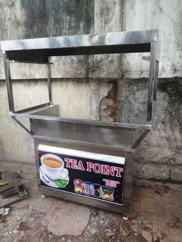 Silver Rectangular Stainless Steel Tea Stall Counter For Catering And