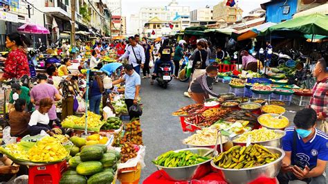 Fresh Market Food In Phnom Penh Cambodian Fruit Vegetable Meat