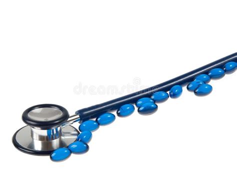 Stethoscope And Blue Pills Isolated Stock Image Image Of Healthcare