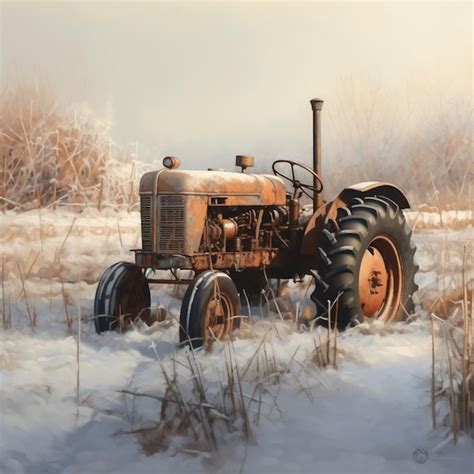 Premium AI Image | a picture of a tractor in the snow with a snow ...