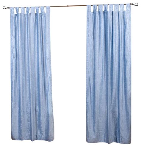 Light Blue Tab Top Velvet Cafe Curtain Drape Panel 43w X 36l