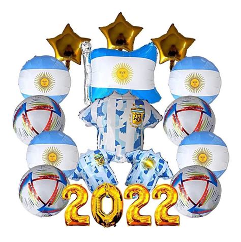 Combo Kit Deco Fiesta Globos Argentina Mundial N Mercadolibre