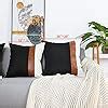 Amazon Cygnus Set Of 2 Faux Leather And Linen Throw Pillow Covers