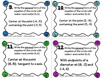 Conic Sections Circles Task Cards Plus Foldable And HW By Joan Kessler