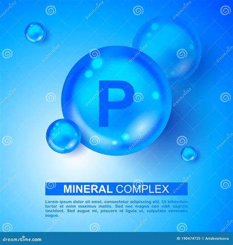 Mineral Blue Shining Pill Capsule Icon P Phosphorus Vector Mineral