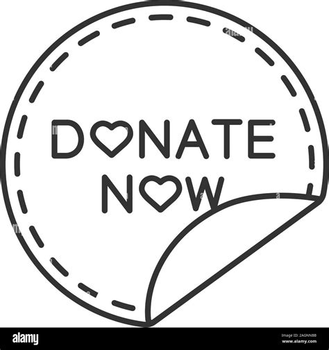 Donate Now Round Sticker Linear Icon Thin Line Illustration Donation