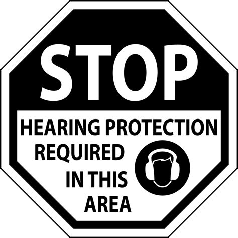 Hearing Protection Required Sign On White Background 11685743 Vector Art At Vecteezy