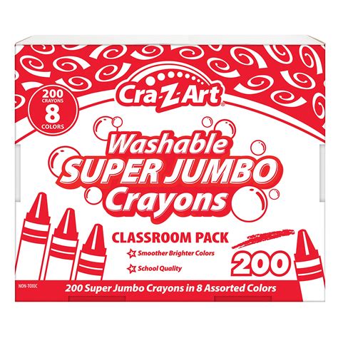 Cra Z Art Super Jumbo Crayon Bulk Class Pack 200ct 8 Assorted Colors