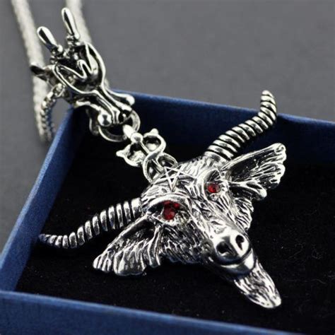 Baphomet Pentagram Goat Head Pendant Amulet Sabbatic Occult Red Eye