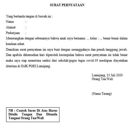 Detail Contoh Surat Pernyataan Orang Tua Siswa Baru Koleksi Nomer 55