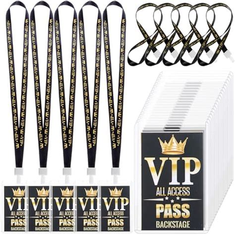 50 Sets Pvc Vip Badge Lanyards And Plastic Pass Cards Perfect For Backstage Access