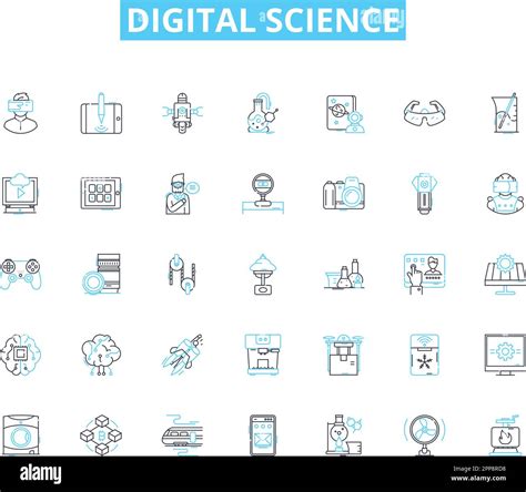 Digital Science Linear Icons Set Algorithm Analytics Big Data