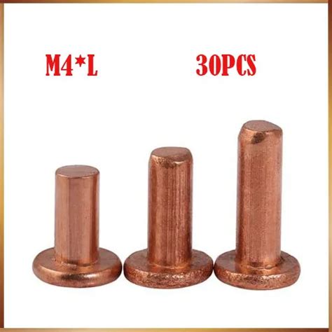 Copper Rivets Free Shipping M4 L Flat Head Copper Rivets Solid Brass