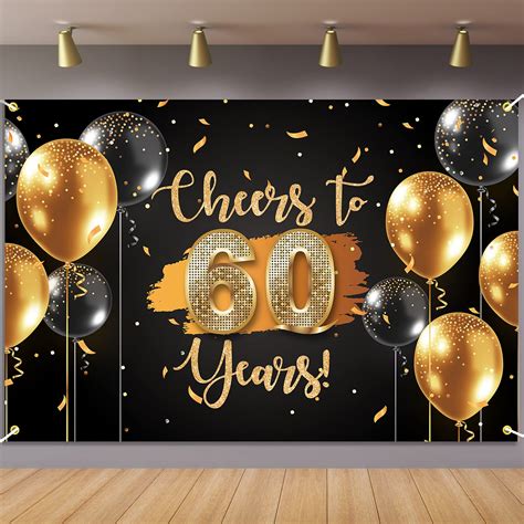 Buy Cheers To 60 Years Backdrop Banner Happy 60th Birthday Background