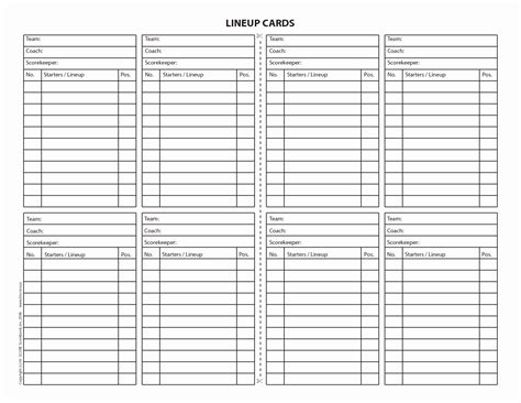 30 Printable Baseball Lineup Cards – Tate Publishing News