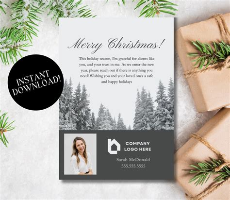 Client Christmas Cards Real Estate Agent Thank You Card Realtor