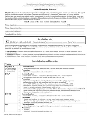 Fillable Online Dphhs Mt Medical Exemption Form Department Of Public