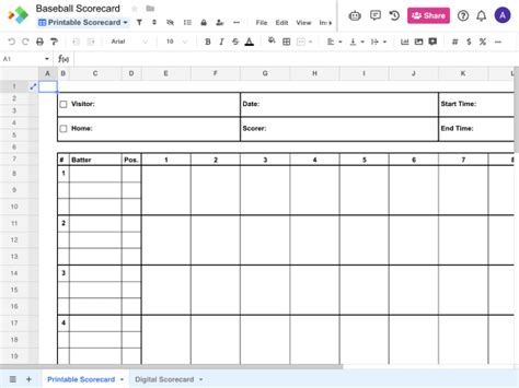 Free Baseball Scorecard Template