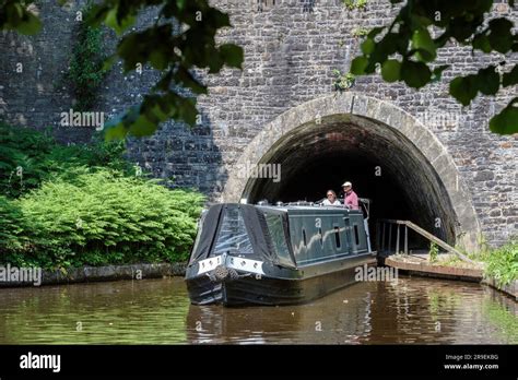 A Narrowboat Coming Out Of The Chirk Tunnel Shropshire Union Canal