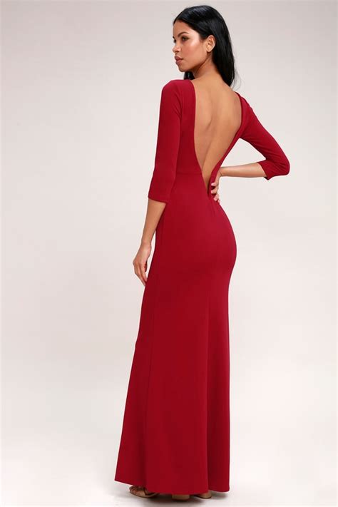 Elegant Wine Red Maxi Dress Wine Red Backless Maxi Dress Lulus