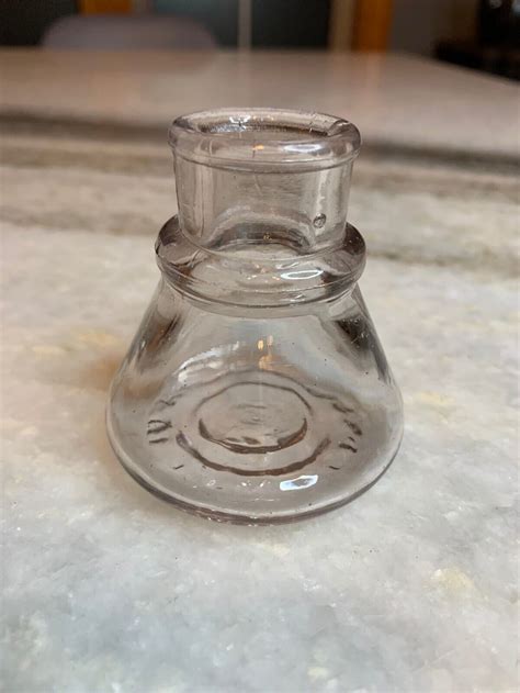 Antique Glass Ink Well Inkwell Jar Made In The Usa Clear Etsy