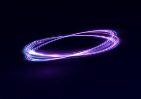 Neon swirl. Curve blue line light effect. Abstract ring background with glowing swirling ...