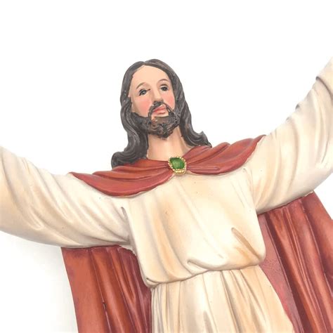 Imagem Jesus Ressuscitado Parede Manto Vermelho Resina 40 Cm