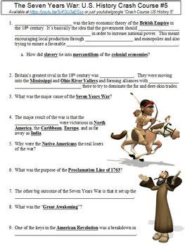 Crash Course U S History The Seven Years War Worksheet By Danis