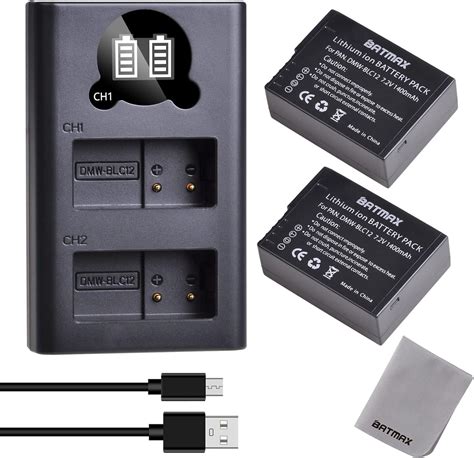 Batmax DMW BLC12 DMW BLC12E Replacement Battery And LCD Dual Charger