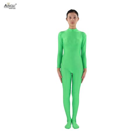 Ainclu Women Spandex Nylon Green Head Handless Body Second Skin Tight