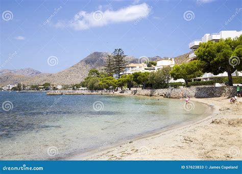 PUERTO POLLENSA, MALLORCA - 29 JULY 2015. Pollensa Beach Looking ...