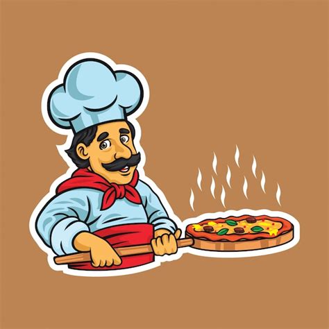 Premium Vector Chef Pizza Illustration