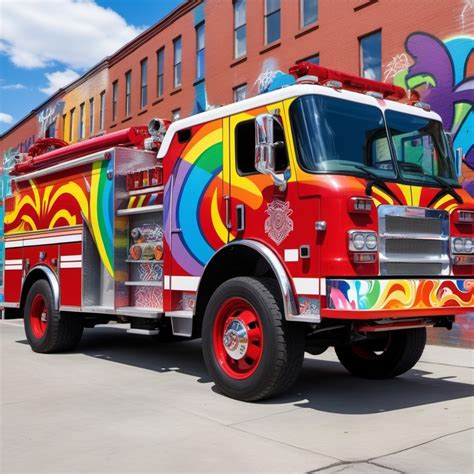 Vivid Rainbow Firetruck | Stable Diffusion Online