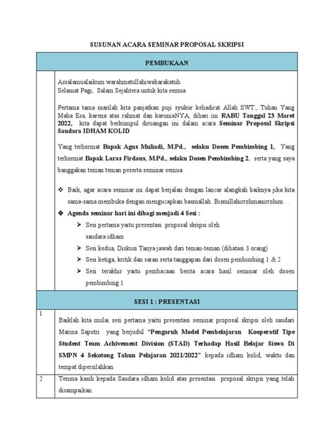 Susunan Acara Seminar Proposal Skripsi Pdf