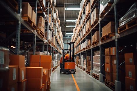 Premium Photo Forklift Navigating Through Narrow Aisles In A