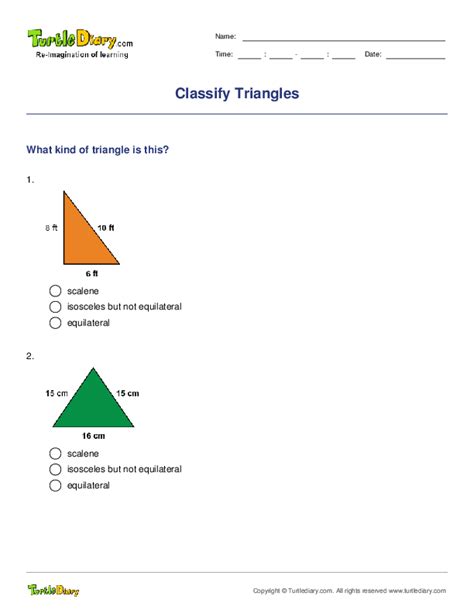 Classify Triangles Turtle Diary Worksheet