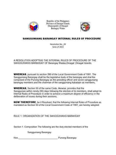 Irp Barangay Pdf Quorum Parliamentary Procedure