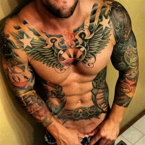 Tattooed Men Cool Chest Tattoos Chest Tattoo Men Tattoos For Guys