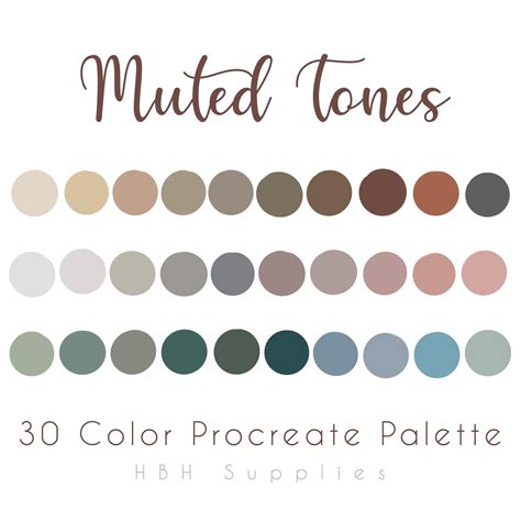 Mute Tones Procreate Palette Hex Codes Procreate Swatch Etsy Muted