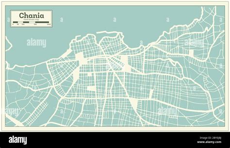 Mappa Della Citt Di Chania In Stile Retro Mappa Di Contorno