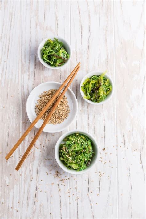 Traditional Japanese Wakame Salad With Sesame Seeds Healthy Seaweed